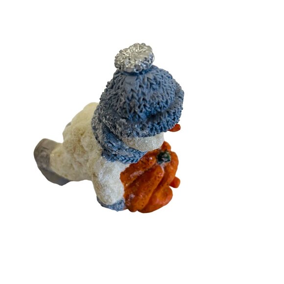 Adorable Snowman With Pumpkin Collectible Figurine - Winter Wonderland Humor 3" - Picture 4 of 5